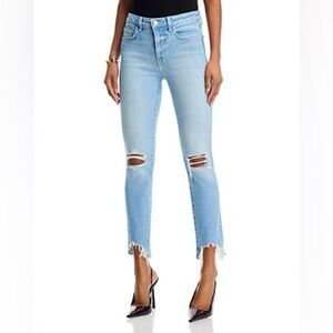 L'AGENCE Light Blue Distressed Ankle Skinny Jeans